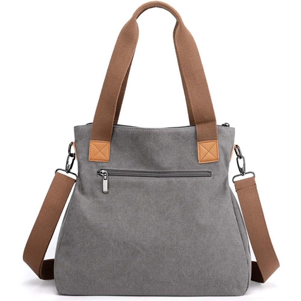 Women's Canvas Tote Bag Work Shoulder Crossbody Bags Vintage Multi-pocket Handba - Picture 6 of 7